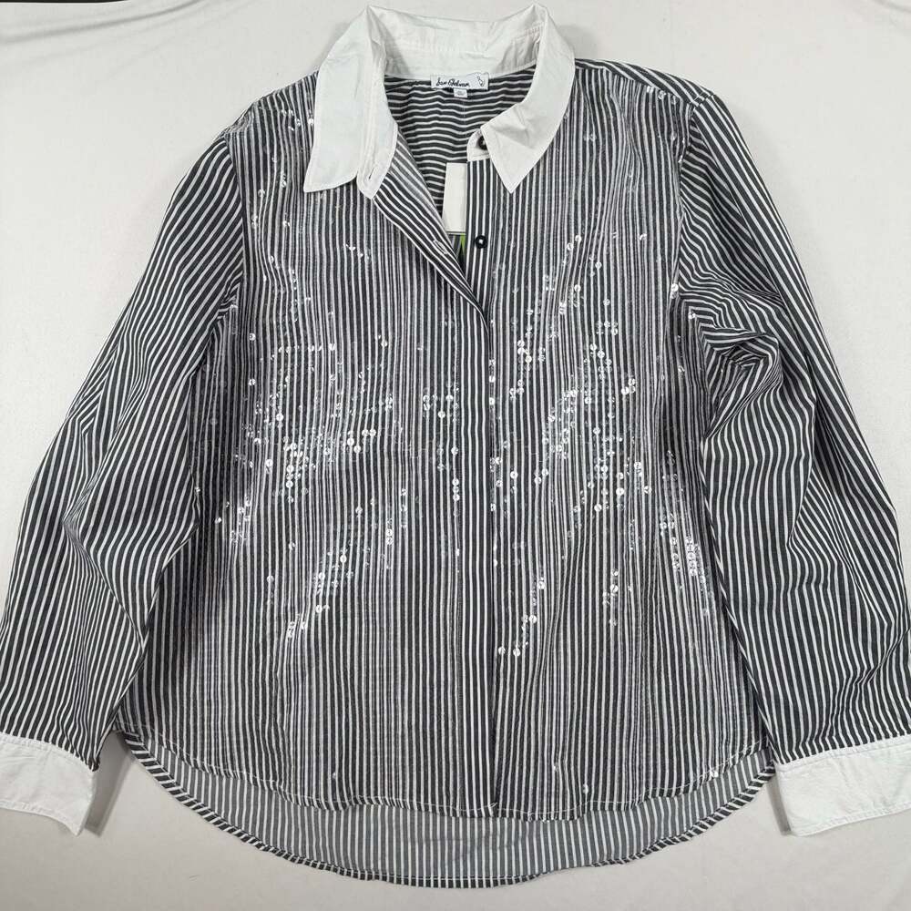 Sam Edelman Women's Astrid High Tide Striped Sequin Button-Up Shirt